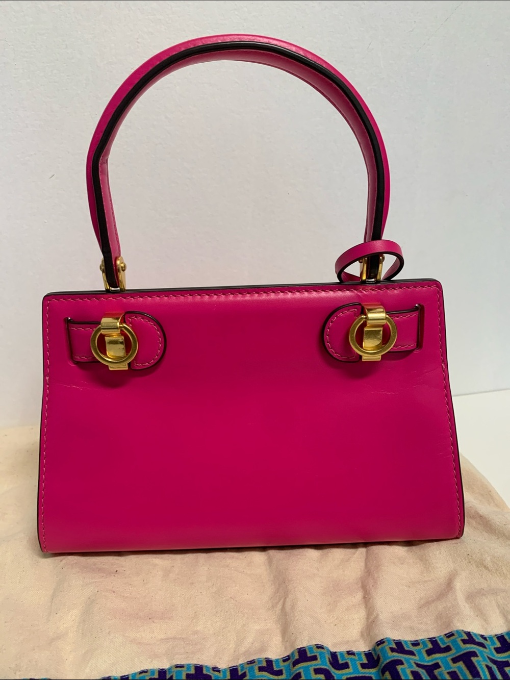 Tory Burch Hot Pink Mini Top-Handle Bag with Gold Hardware - Picture 3 of 12